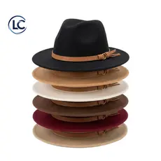 Chapéu Panamá Fedora Aba Reta Vintage Casual Elegante Inverno Outono Masculino e Feminino Ajustável
