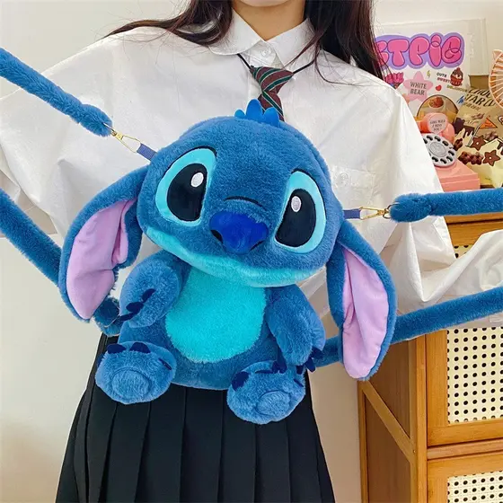 Mochila Azul e Rosa de Pelúcia – Pode Ser Mochila ou Bolsa de hOmbro, Com Zíper Escondido e Super Carmosa