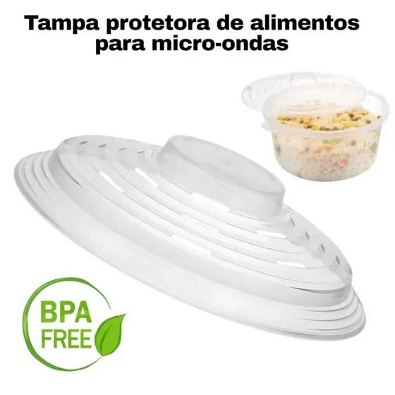 Tampa Para Microondas Protetora de Alimentos livre de BPA do Plástico 26 cm
