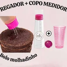 Super Kit Confeitaria COPO ou Regador/Umedecedor de Bolo + Copo Medidor Rosa 570ml