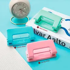 furador Manual De Papel Furo Duplo Tons Pastéis Rosa Lilás Verde Azul