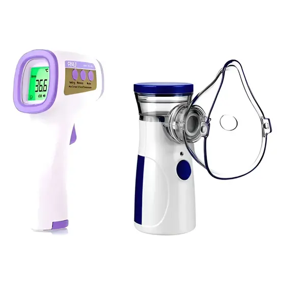 Nebulizador Inalador Portátil Termômetro Digital Saúde Kit 2