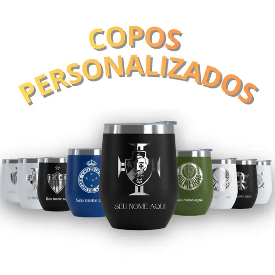 Copos Cuia Térmicos Personalizados Com Time 360ml