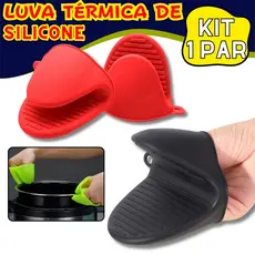 Kit 1 Par Luvas Térmicas De Cozinha De Silicone Luva Térmica Forno Fogão Quente Alta Temperatura