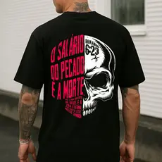 Camiseta Evangélica Streetwear Salario Do Pecado Romanos 6:23 100% Algodão Estampada Camisa Unissex Premium LANÇAMENTO