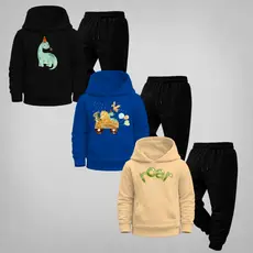 Kit 6 Peças Moletom Infantil Juvenil Dino do 2 ao 16 Conjuntos Calça e Blusa Bolso Canguru e Capuz