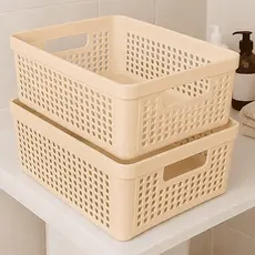 Kit 2 Cestos Organizadores 11 Litros Plástico Resistente Multiuso Armário Closet Prateleira