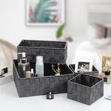 Kit 3/4 Cestos Organizadores de Luxo Multiuso Armazenamento De Roupa Brinquedos Cosméticos