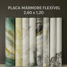 Painel Placa Flexível Efeito Mármore 2,60x1,20m Revestimento de Parede Sala Cozinha Lavabo