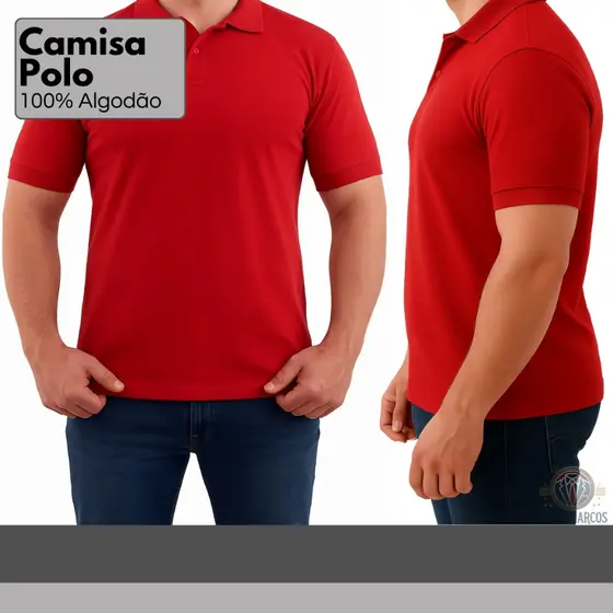 Camisa Polo Premium Masculina Malha Algodão Sem Bolso