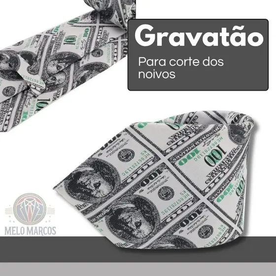 Gravatão Dólar Para Noivo Brincadeira Corte Casamento Arrecadar Dinheiro