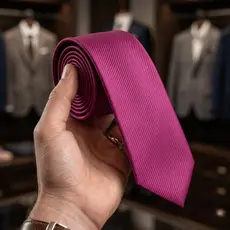 Gravata Social Lisa Slim Fina Fucsia Rosa Material Premium para Padrinhos Casamento Traje Evangélico