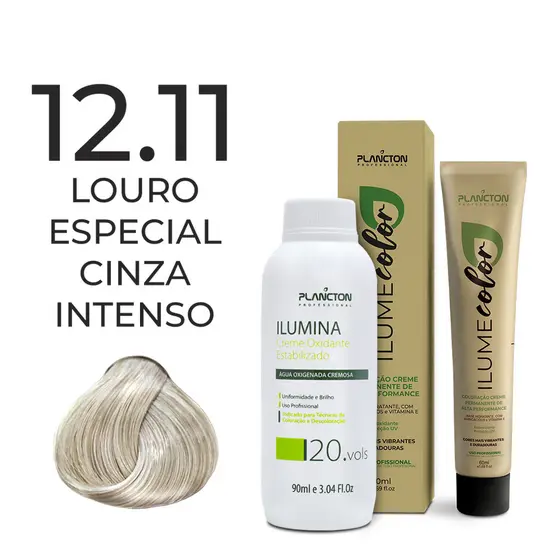 KIT ILUME COLOR PLANCTON - 12.11 LOURO ESPECIAL CINZA INTENSO + OX ILUMINA 20V