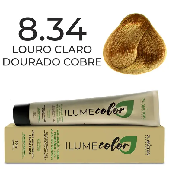 ILUME COLOR PLANCTON COLORAÇÃO- 8.34 LOURO CLARO DOURADO COBRE -  60ml