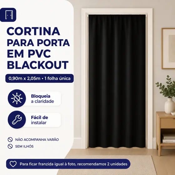 Cortina Porta PVC Separa Ambientes Corta Luz Divisória Porta Sala Cozinha Quarto Corredor Vidro e Balcão 0,90m x 2,05m