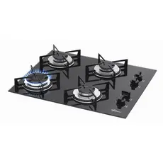 Cooktop a Gás Fischer 4 Bocas com Mesa de Vidro Preto – Bivolt