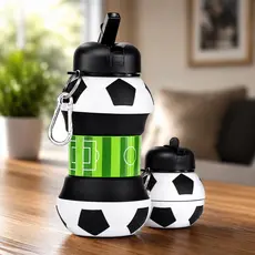 Garrafa Infantil Dobrável 500ML Silicone Bola Futebol Basquete