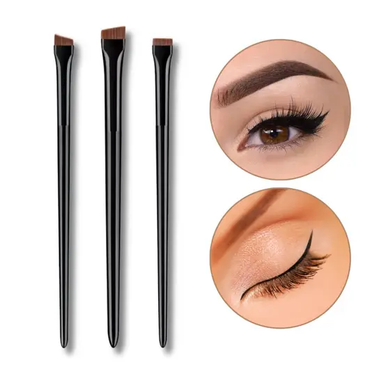 Kit 3 Pincel Chanfrado Profissional Design Sobrancelha Henna