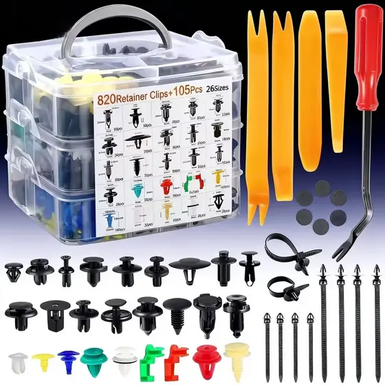 Kit 925/100 Peças Kit Peças Presilha Grampo Automotivo Reparo Universal Fascinadores, partes automobilísticas com chaves