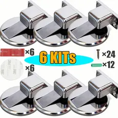 Prendedor Trava Fixador de Porta Magnético Slim Inox Cromado Adesivo