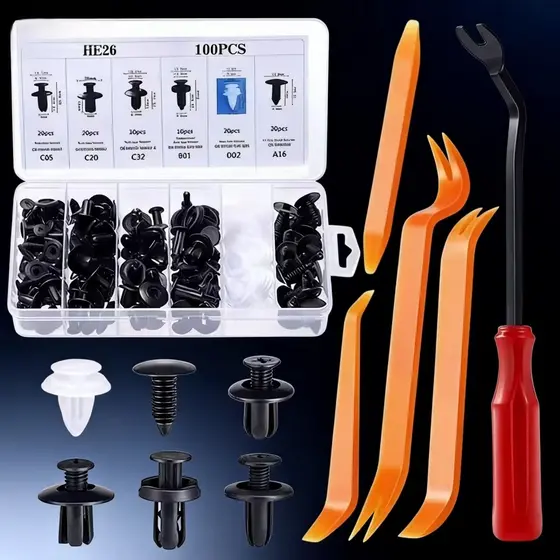 Kit 925/100 Peças Kit Peças Presilha Grampo Automotivo Reparo Universal Fascinadores, partes automobilísticas com chaves
