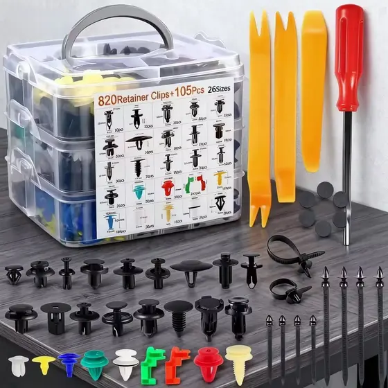 Kit 925/100 Peças Kit Peças Presilha Grampo Automotivo Reparo Universal Fascinadores, partes automobilísticas com chaves