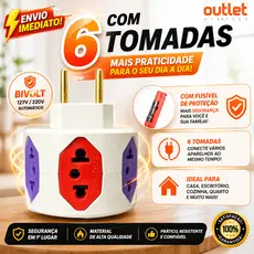 Filtro De Linha Sem Fio Tomada Hexágono 6 Saídas Adaptador Com Fusível 10A/20A Pino Maciço Resistente