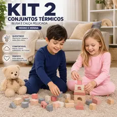 Kit 2 Conjuntos Térmicos Infantil Blusa E Calça Peluciada