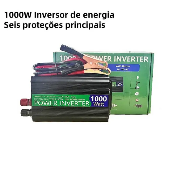 Inversor de voltagem de 12V para 220V 1000W com proteção contra curto-circuito para carro e casa LB521