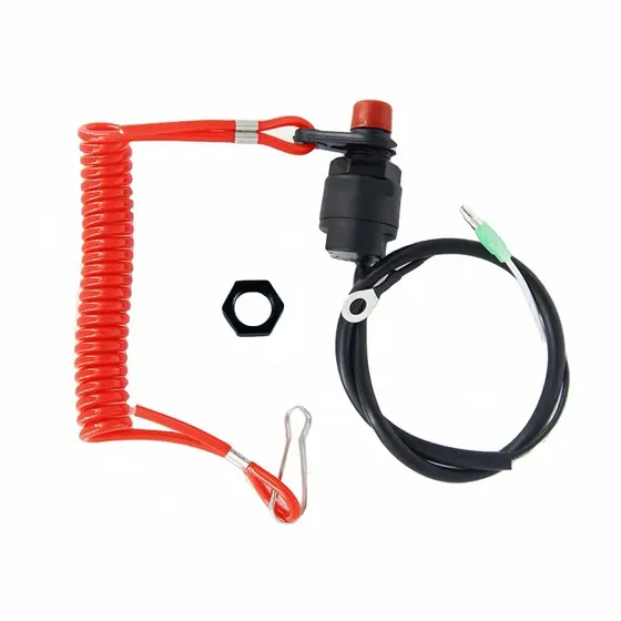 Chave Corta Circuito Motor de Popa com Cordão Segurança Botão Emergência Motor Popa Universal Yamaha SuzukiJet Ski