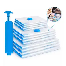Kit Saco A Vácuo Grande Organizador Edredom Coberto Mala Roupa Viagem De Cama com Bomba Manual Tamanho Grande
