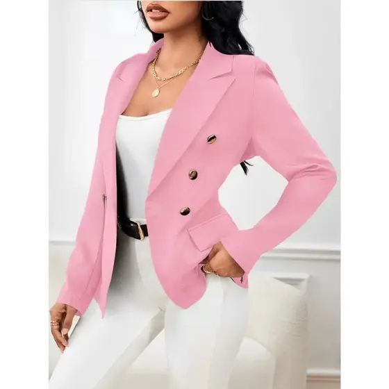 Blazer Feminino Casaquinho Alfaiataria Casaco Social Com Botão liso dourado Super Envio Premium