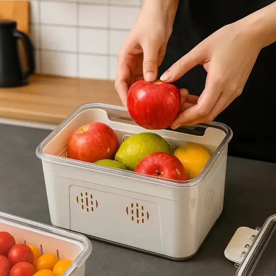 Cesto Organizador Caixa Balde Pote Vasilha Conserva Geladeira Armazena Utensílios Alimento Cozinha