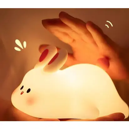 Luminária Coelhinho LED Quarto Bebê Luz Criança  Abajur Decorativa Clarear Não Dormir Escuro