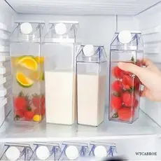Garrafa Caixa Leite Sucos Vasilha Armazena Acrílico Conserva Transparente Liquido Jarra Pote