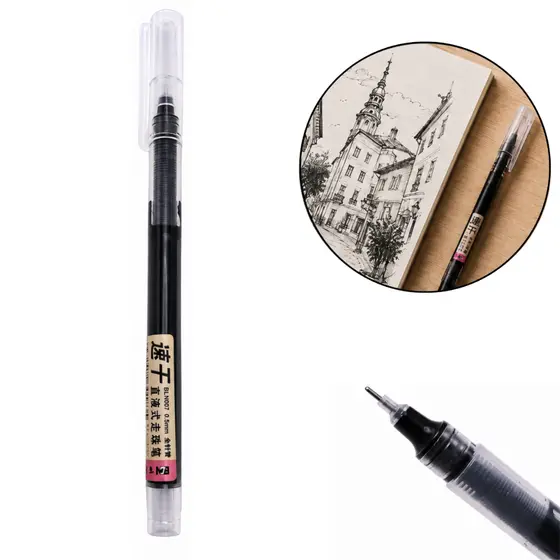 Caneta Gel Preta Ponta Fina Agulha 0,5mm Secagem Rápida Marcação Desenho Escolar Técnico Escritório