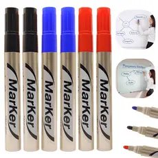 Kit 3/6 Pincel Quadro Branco Lousa Cores Preto Azul Vermelho Caneta Marcador Ponta 4.0mm Apagável
