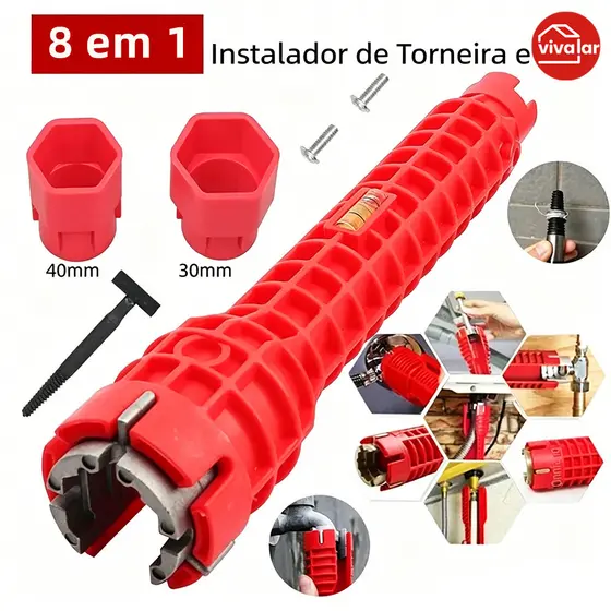 Kit de Chave 8 em 1 para Torneira e Encanamento, Troca de Pia e Filtro Facilitada