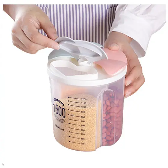 Porta Mantimentos Triplo Pote Dispenser Multiuso Feijao Cafe