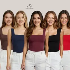 Kit 4 Blusinha Regata - Tecido Suplex Alça Larga Elegante Lisa Confortável Basica