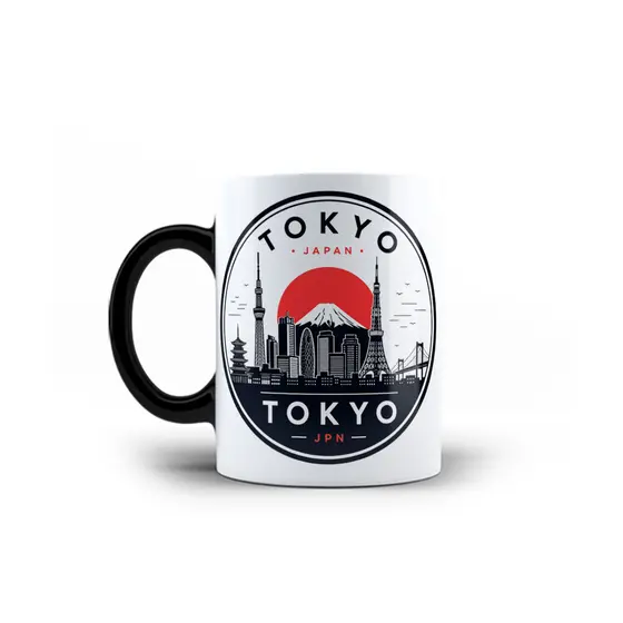 Caneca de Porcelana Tokyo Japão Nippon Japonesa 325mL