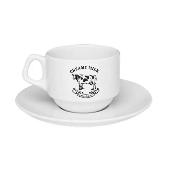 Xícara De Porcelana Creamy Milk Coffee Lover + Pires - 180ml