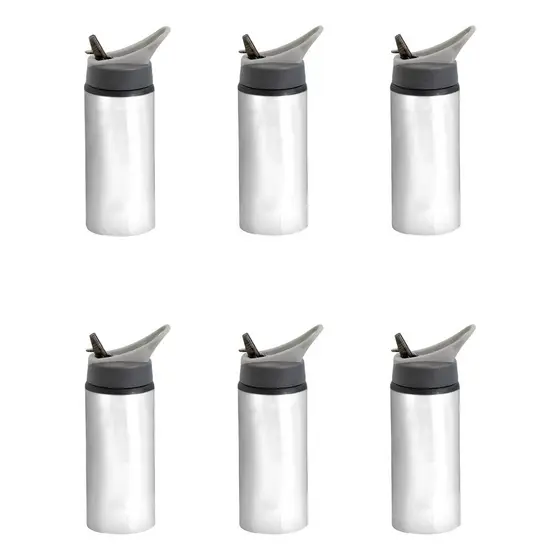 6 Squeeze Garrafa P/ Sublimação Bico Retrátil Branco 600ml Branco