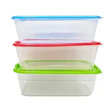 Conjunto 3 Potes Plastico Com Tampa De 1.3L Retangular Para Marmita - A772