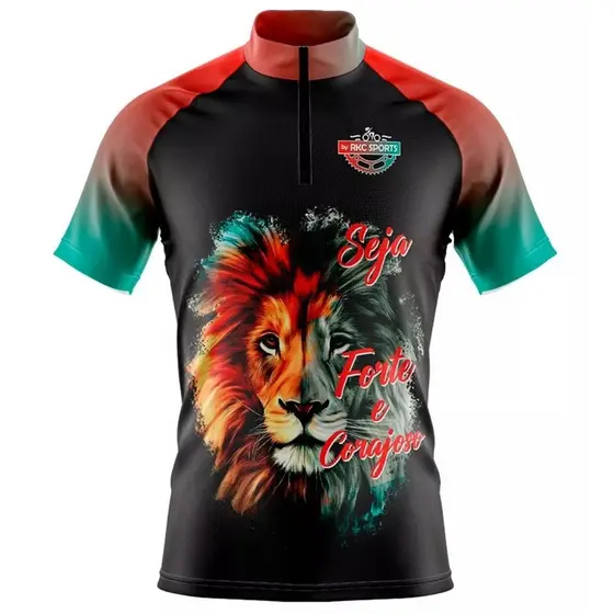 Camisa Ciclismo Masculina Mountain Bike Blusa Manga Curta Proteção UV Rkc Sports Leão de Judá