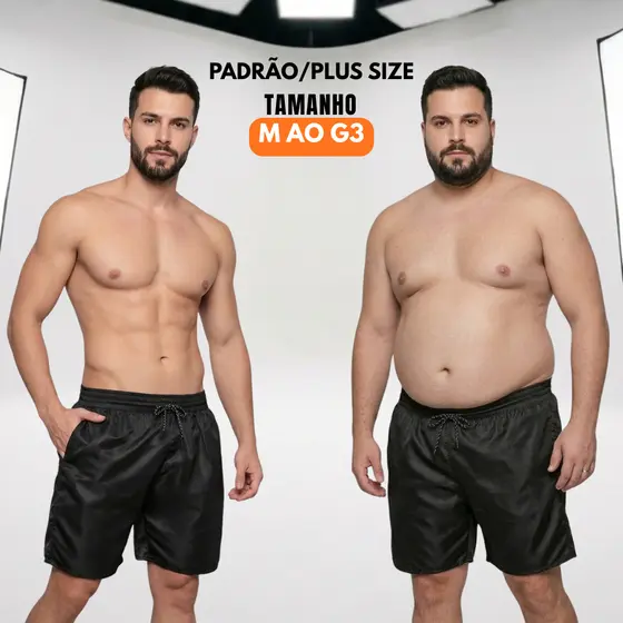 KIT Bermuda Masculina Adulto C/ Refletivo Plus Size Moda Short Tactel Masculino Ideal P/ Praia Piscina Casual