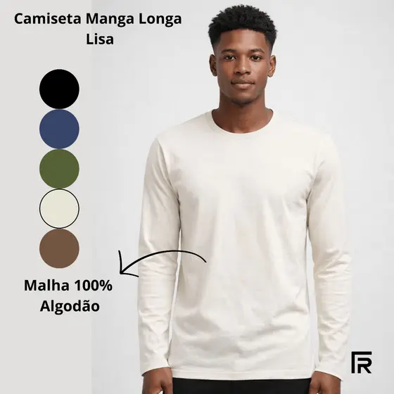 Camiseta Manga Longa Básica Masculina Algodão 505218-A