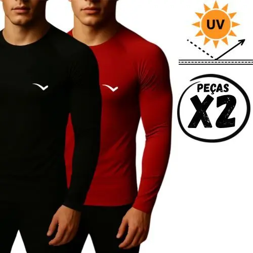 Kit com 2 camisas térmicas com proteção solar UV 50+