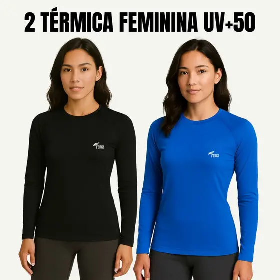 Kit Com 2 Camisas Térmicas feminina Proteção Solar UV 50+ Unissex