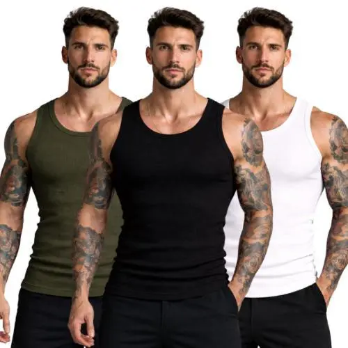 kit com 3 Regatas Caneladas americana básica